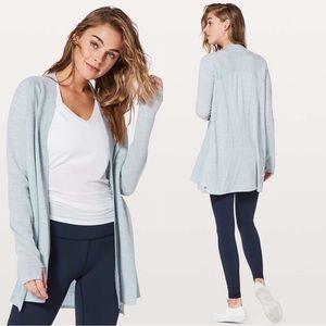 Lululemon Merino Wool Blissful Zen Blue Split Cardigan 2